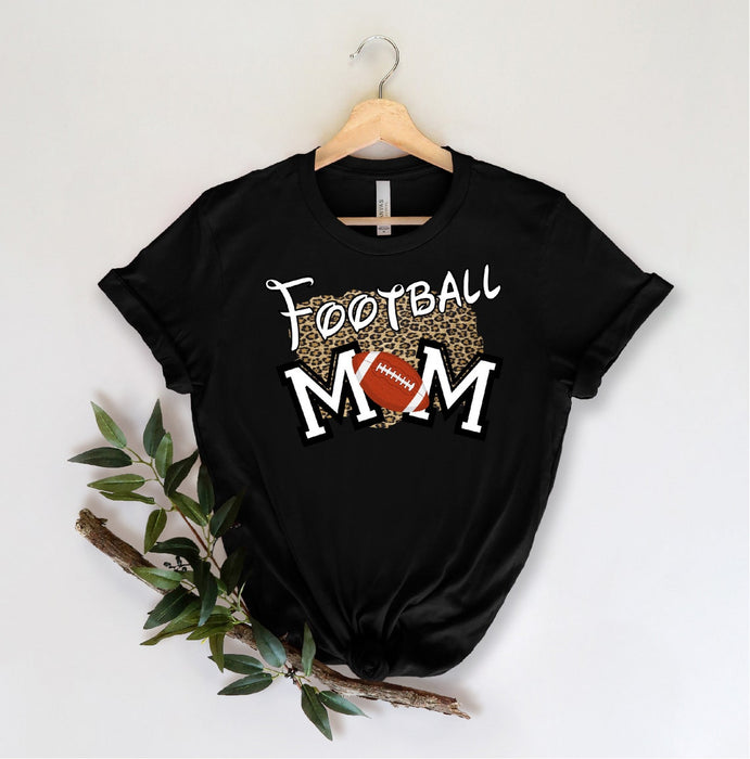 Classic T-Shirt For Football Lovers Ball Printed Leopard Design Football Mom Shirt Mother'S Day Shirt