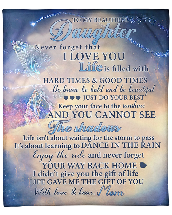 Personalized To My Daughter Blanket From Mom Life Is Filled With Hard Times And Good Times Sapphire Whale Printed