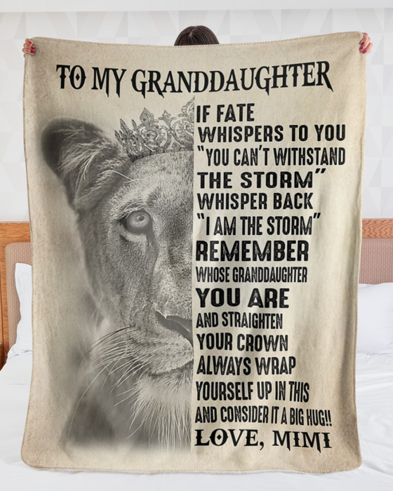 Personalized To My Granddaughter Blanket From Grandparents Vintage Lion Diadem I Am The Storm Custom Name Xmas Gifts