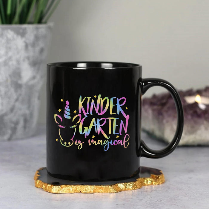Personalized Coffee Mug For Teacher & Student Kindergarten Is Magical Custom Name Ceramic Cup Gifts For Back To School