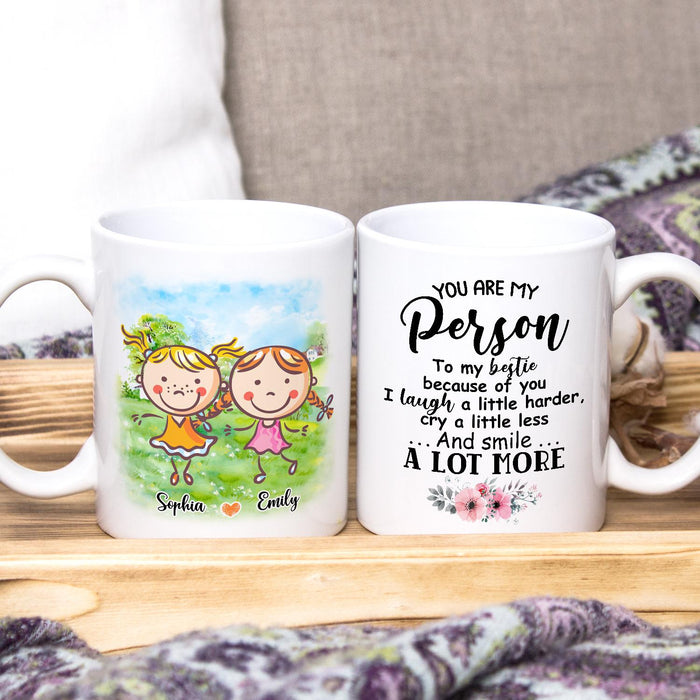 Personalized Ceramic Coffee Mug For Bestie BFF Smile A Lot More Funny Cute Girls Print Custom Name 11 15oz Cup