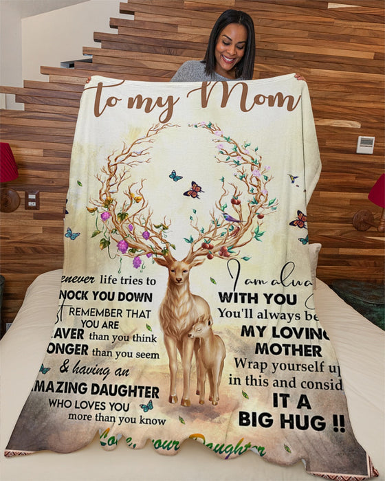 Personalized Blanket To My Mom From Daughter Beautiful Butterfly & Deer Print Custom Name Mother's Day Blanket