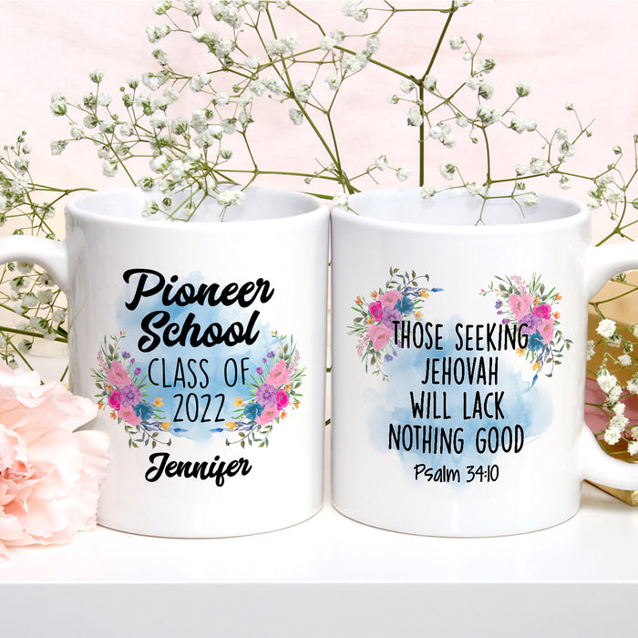 Personalized Back To School Mug Pioneer School Class Of Beautiful Flowers Custom Name 11 15oz Ceramic Coffee Cup