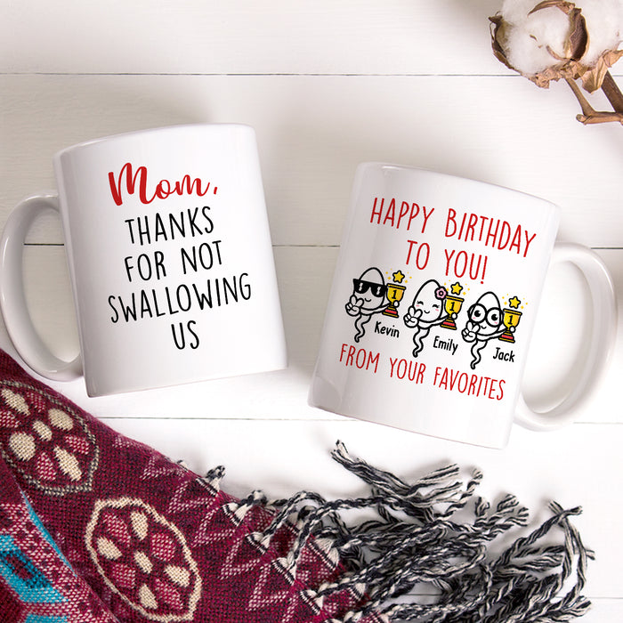 Personalized Ceramic Coffee Mug Happy Birthday For Mom Funny Naughty Sperm Custom Name 11 15oz Mother's Day Cup