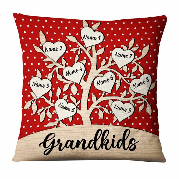 Personalized Square Pillow Gifts For Grandma Wooden Tree Hearts Framed Custom Grandkids Name Sofa Cushion For Christmas