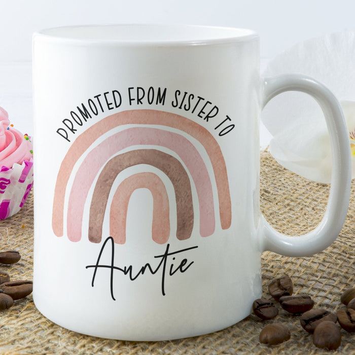 Personalized Coffee Mug For New Aunt From Niece Nephew Promoting From Sister Rainbow Custom Name Gifts For Birthday