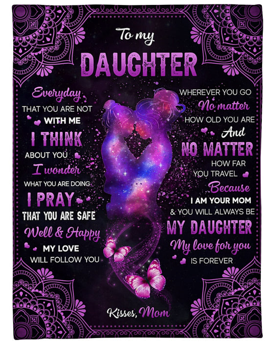 Personalized Blanket To My Daughter From Mom Mommy & Baby Printed Mandala Design Galaxy Background Custom Name