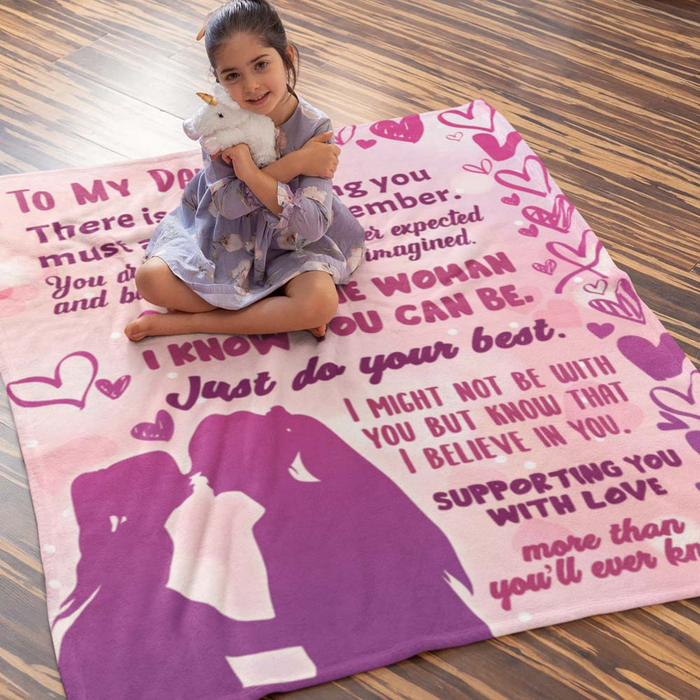 Personalized To My Daughter Pink Heart Premium Fleece Blanket Be The Woman I Know You Can Be From Mom Custom Name