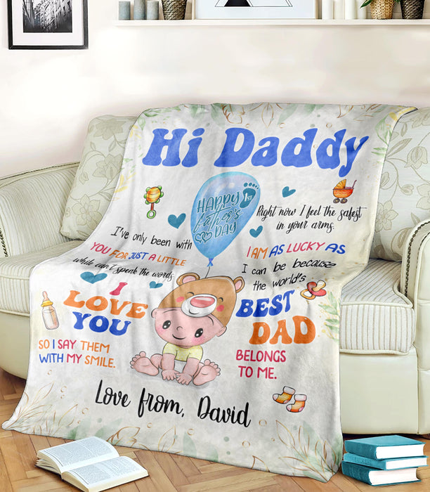 Personalized Fleece Sherpa Blanket From Baby Boy To Daddy To Be I've Only Been With You Custom Name For Fathers Day