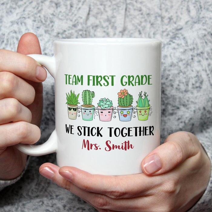 Personalized Ceramic Coffee Mug We Stick Together Funny Cactus Design Custom Name 11 15oz Back To School Cup