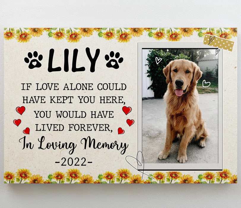 Personalized Memorial Canvas Wall Art For Loss Of Cat Dog Sunflower Paws Print In Loving Memory Custom Name & Photo