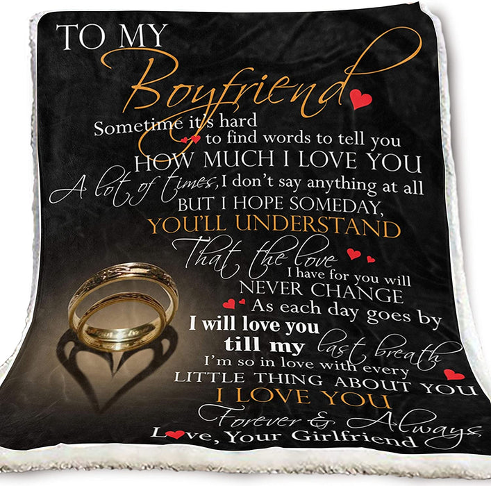 Personalized To My Boyfriend Fleece Blanket From Girlfriend I Will Love You Till My Last Breath Ring Double Printed