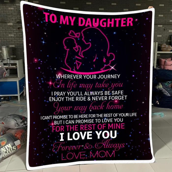 Personalized Premium Fleece Blanket To My Daughter Pink Mom & Baby Print Customized Name Lovely Blankets