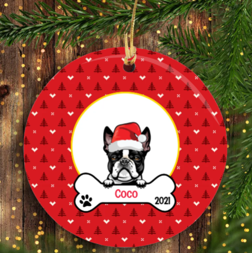 Personalized Ornament For Dog Lovers Dog Wreath Cute Paws Heart Custom Name Tree Hanging Gifts For Christmas