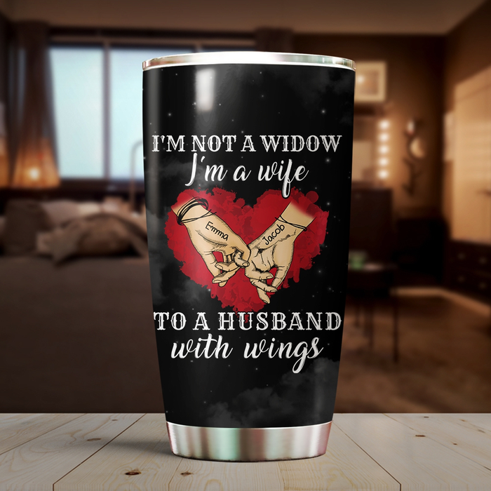 Personalized Memorial Gifts Tumbler For Loss Of Husband I'm Not A Widow Hand In Hand Heart Custom Name Travel Cup