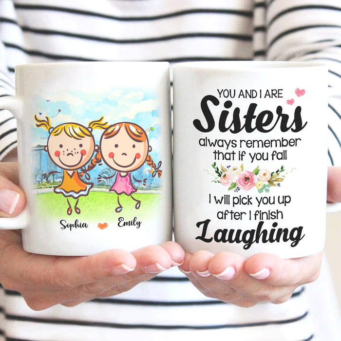 Personalized Ceramic Coffee Mug For Bestie BFF After Finish Laughing Cute Girls Print Custom Name 11 15oz Cup