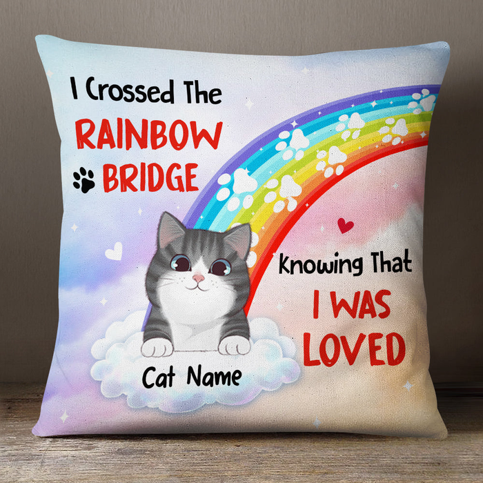 Personalized Square Pillow Gifts For Cat Lovers I Crossed The Rainbow Bride Custom Name Sofa Cushion For Christmas