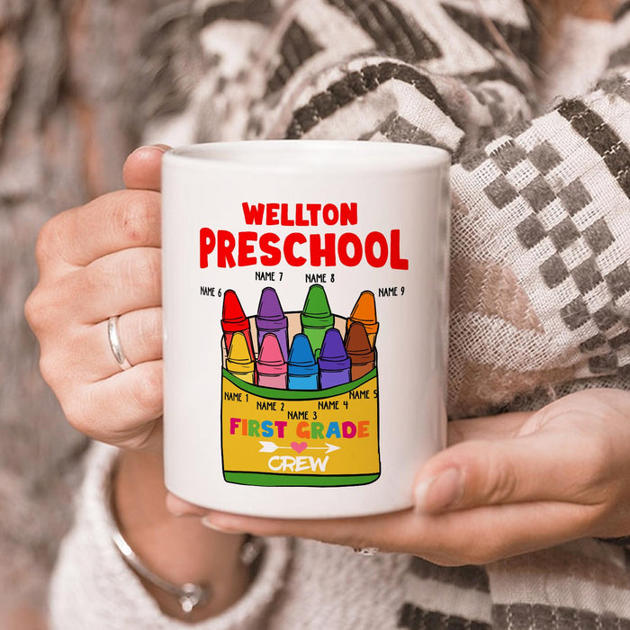 Personalized Ceramic Coffee Mug For Teachers Colorful Crayon Design Custom Name 11 15oz Back To School Cup