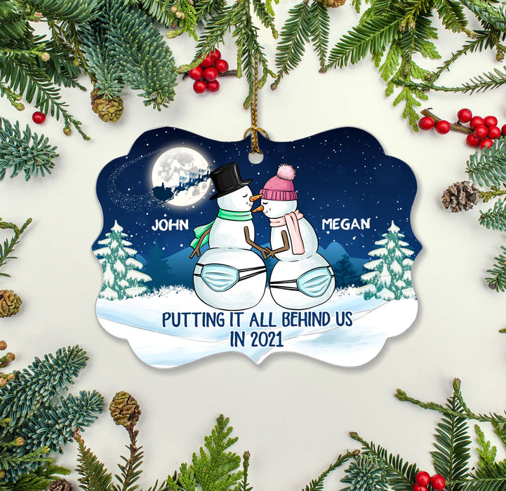 Personalized Ornament Gifts For Couples Cute Snowman Putting It All Behind Us Custom Name Tree Hanging On Anniversary