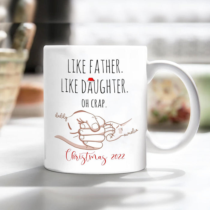 Personalized Coffee Mug For Dad From Kids Like Father Like Daughter Fist Bump Custom Name Ceramic Cup Gifts For Birthday