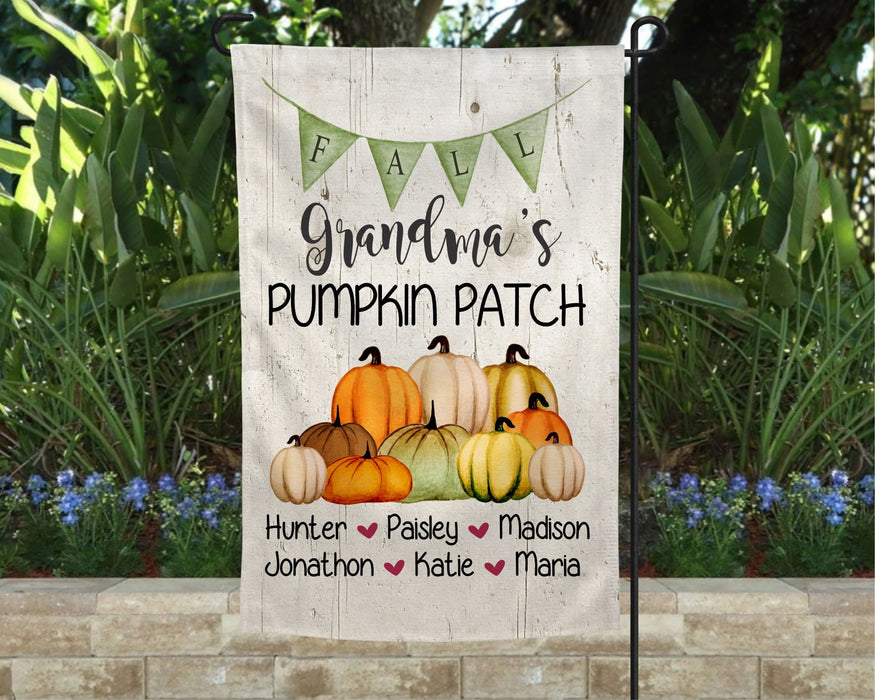 Personalized Garden Flag For Nana Grandma's Pumpkin Patch Custom Grandkids Name Welcome Flag Gifts For Thanksgiving