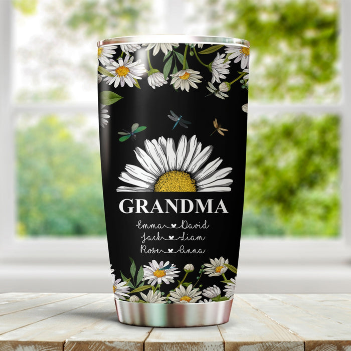 Personalized Tumbler Gifts For Grandma Nana Funny Daisy Flower Custom Grandkids Name Travel Cup For Christmas Birthday