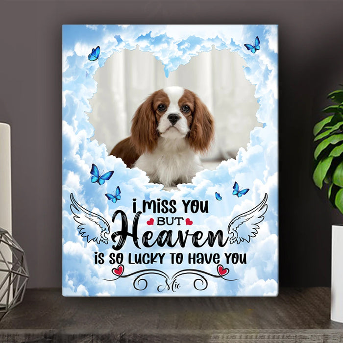 Personalized Memorial Gifts Canvas Wall Art For Loss Of Cat Dog I Miss You Butterflies Sky Theme Custom Name & Photo