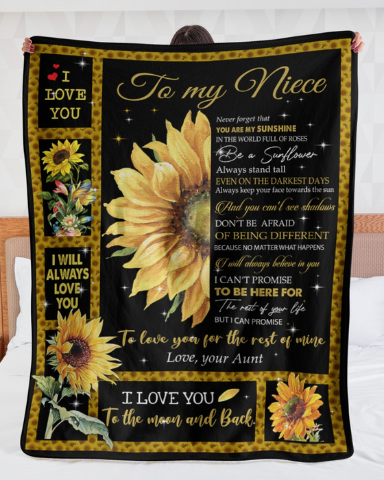 Personalized To My Niece Blanket From Aunt Uncle Sunflower Love You The Rest Of Mine Custom Name Gifts For Christmas