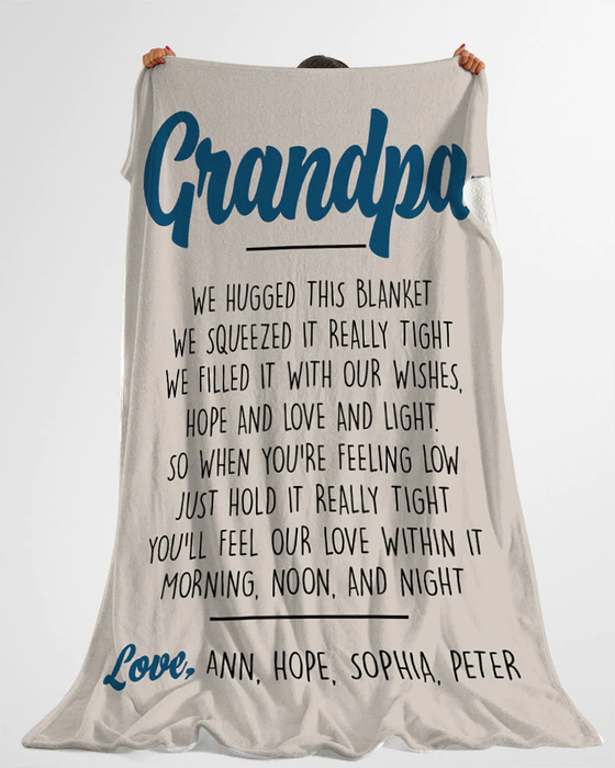 Personalized Blanket To My Grandpa From Grandkid We Squeezed It Really Tight Father's Day Blanket Custom Name