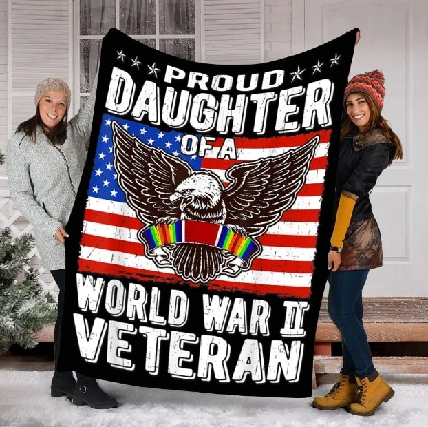 Fleece Blanket for Daughter With Print Design USA Flag And Eagle World War I Veteran
