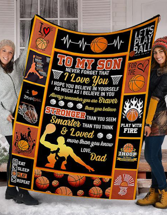 Basketball Customs Blanket To My Son Fleece Blanket - Perfect Gift For Son Sherpa Fleece Blanket