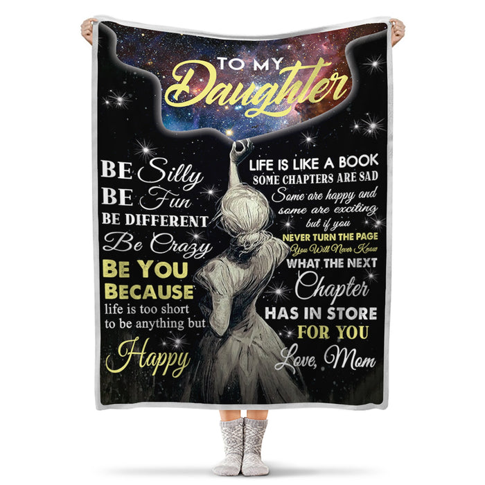 Personalized To My Daughter Fleece Sherpa Blanket From Mom Custom Name Beautiful Girl Zipper Galaxy Printed Blanket