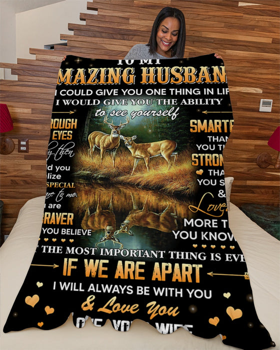 Personalized Blanket To My Husband From Wife Always Be With You Deer Couple Print Star Night Background Custom Name