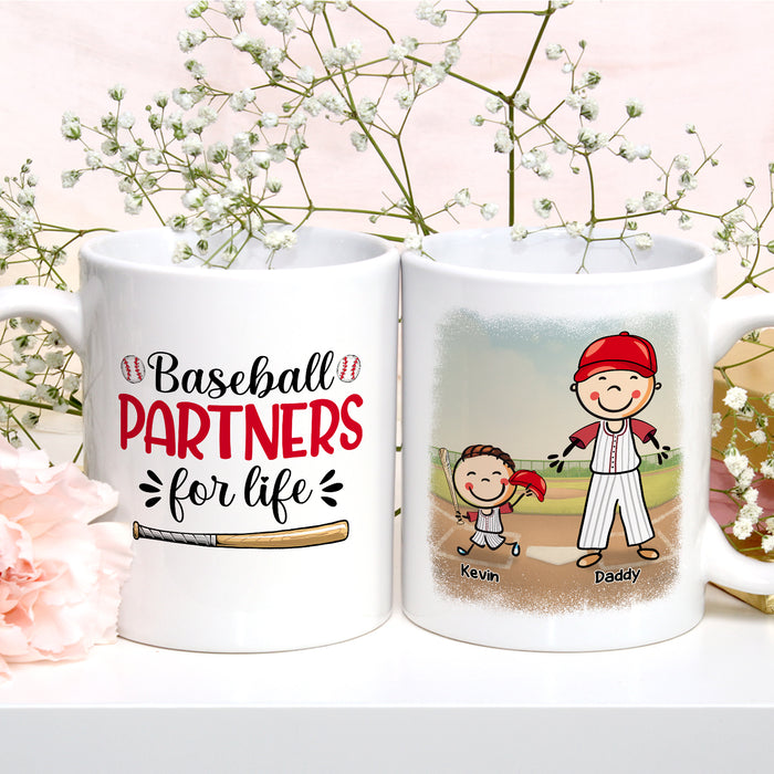 Personalized Ceramic Coffee Mug Baseball Partners For Life To Dad Funny Cute Kids Print Custom Name 11 15oz Cup