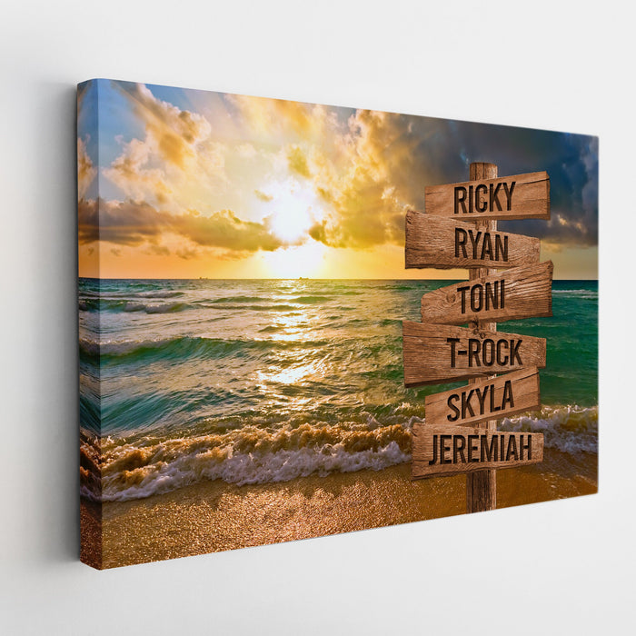 Personalized Canvas Wall Art Gifts For Family Sunset Beach Love Wooden Street Signs Custom Name Poster Prints Wall Decor