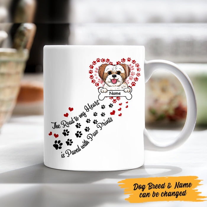 Personalized Coffee Mug Gifts For Dog Owners Road To My Heart Is Paved With Paw Custom Name White Cup For Christmas