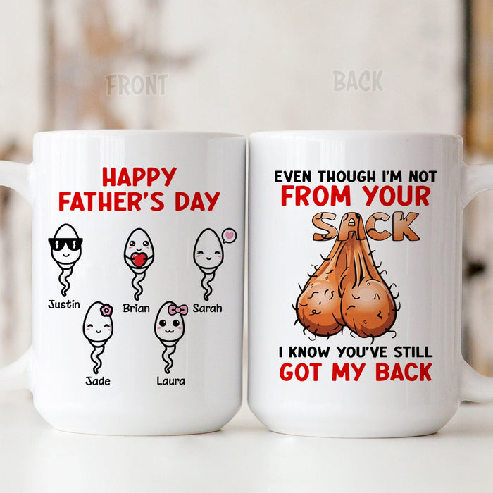 Personalized Ceramic Mug For Bonus Dad Still Got My Back Funny Sack Sperm Print Custom Kids Name 11 15oz Cup