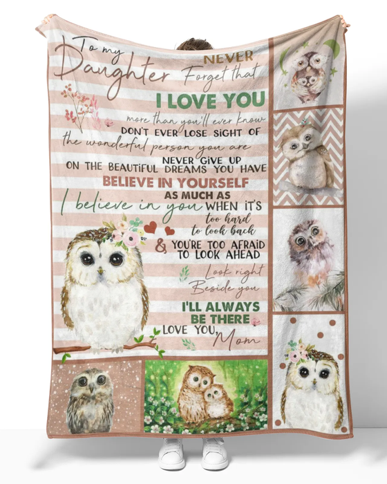 Personalized Rustic Fleece Blanket To My Daughter From Mom Cute Owl Premium Blankets Custom Name