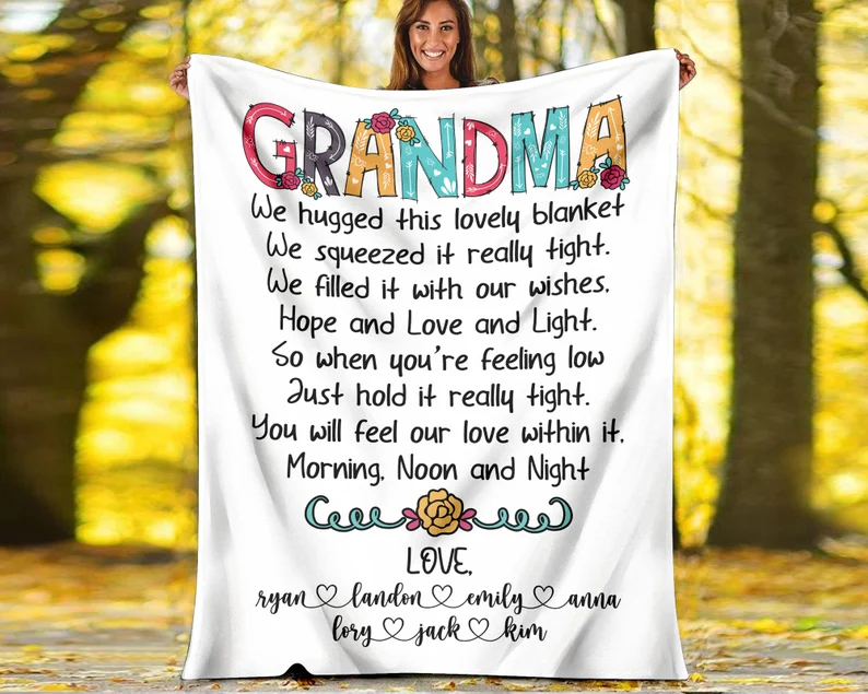 Personalized To My Grandma Fleece Blanket From Grandkids We Hugged This Lovely Blanket Custom Name & Nickname