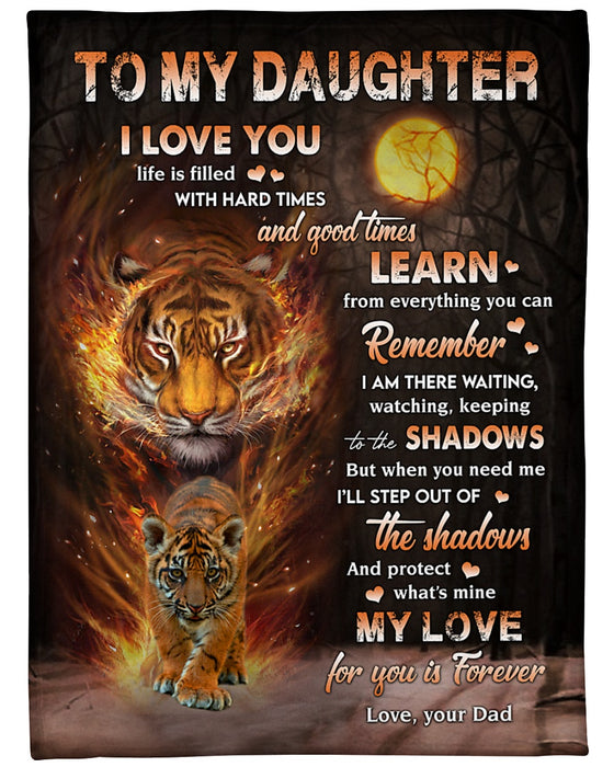 Personalized Blanket To My Daughter From Dad My Love For You Is Forever Old & Baby Lion With Flame Print Custom Name