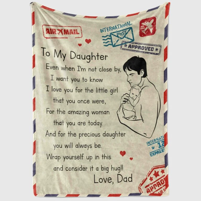 Personalized To My Daughter Letter Fleece Blanket From Dad I Love You For The Little Girl Customized Blanket