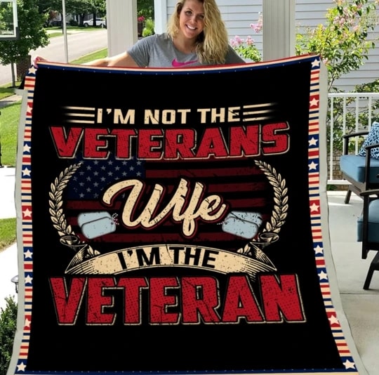 Fleece Blanket For Wife With Design American Flag And Veteran Pendant I Am The Veteran