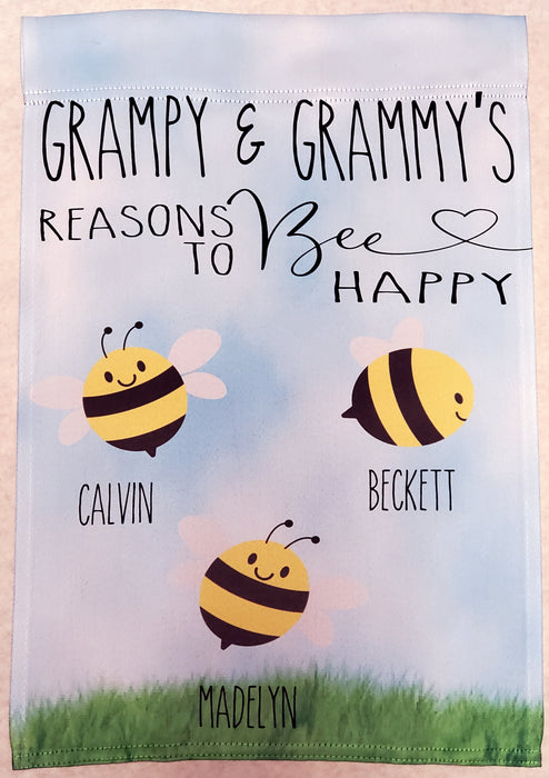 Personalized Garden Flag For Nana Papa Grampy & Grammy's Reasons To Be Happy Custom Grandkids Name Welcome Flag Gifts