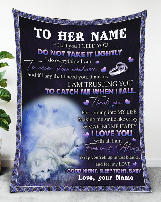 Personalized To My Girlfriend Blanket Gifts From Boyfriend I Am Trusting You Fox White Rings Custom Name For Birthday
