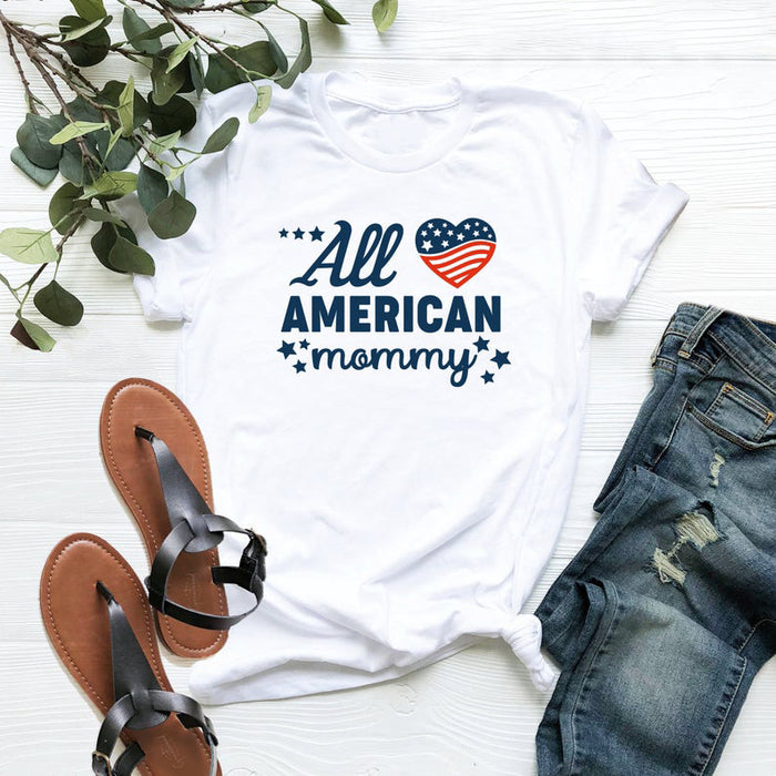 Classic T-Shirt For Mom All American Mommy Shirt 4th of July Shirt