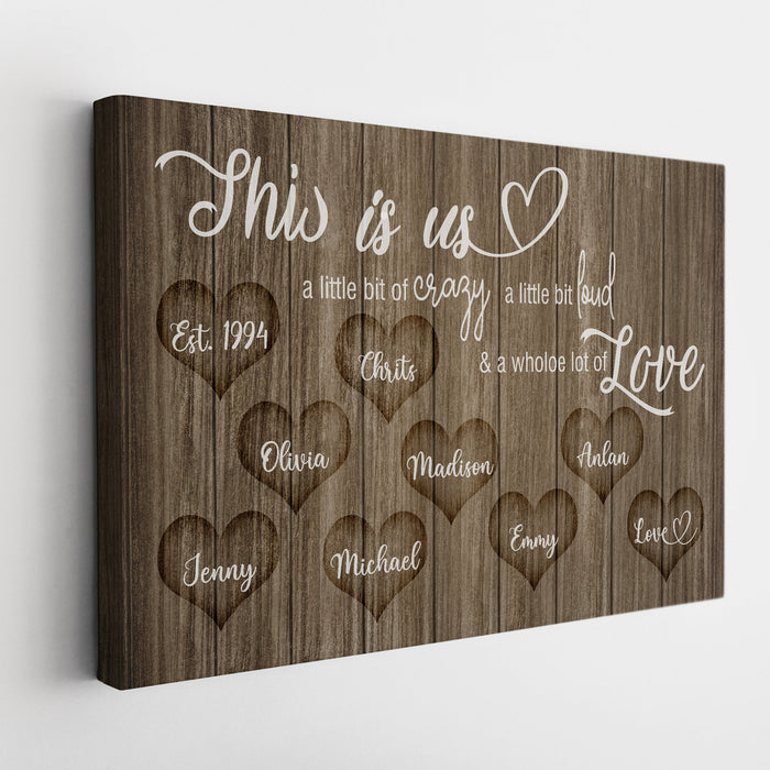 Personalized Canvas Wall Art Gifts For Family This Is Us Crazy Loud Love Heart Custom Name Poster Prints Wall Decor