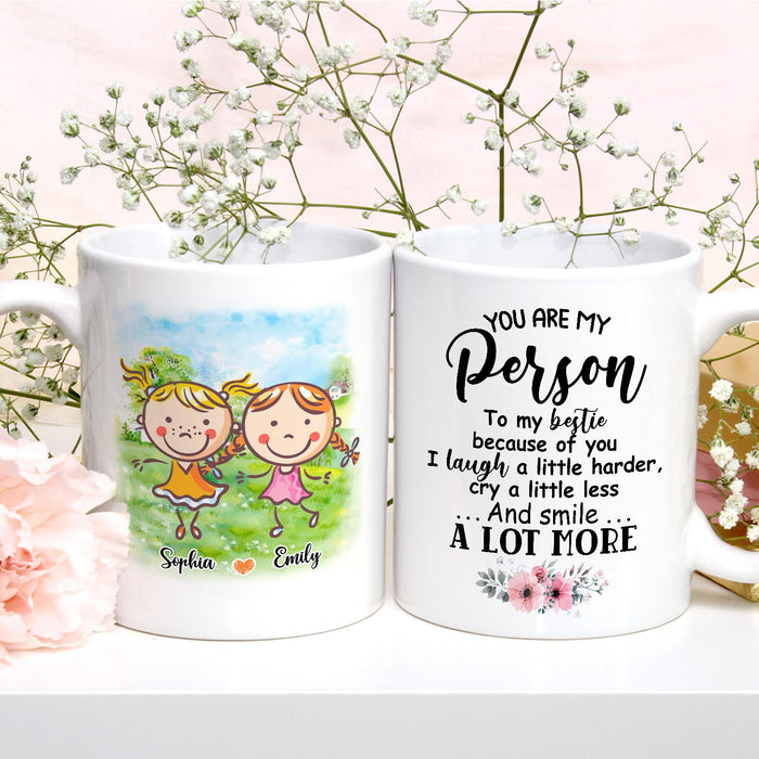 Personalized Ceramic Coffee Mug For Bestie BFF Smile A Lot More Funny Cute Girls Print Custom Name 11 15oz Cup