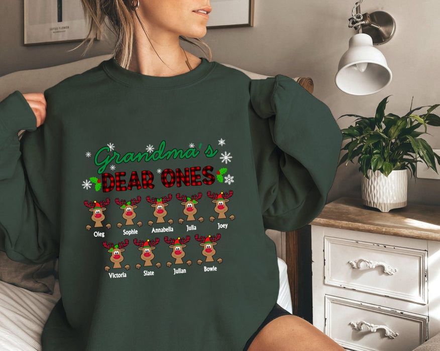Personalized Sweatshirt For Grandma From Grandkids Gear Ones Funny Reindeer Plaid Custom Name Shirt Gifts For Christmas