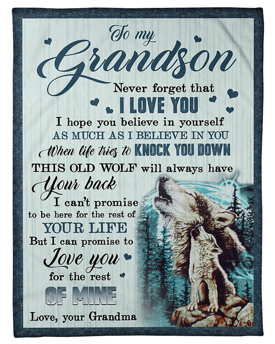 Personalized To My Grandson Blanket From Grandparents Howling Wolf Always Have Your Back Custom Name Gifts For Birthday