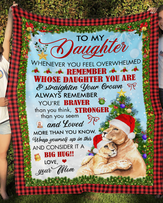 Personalized To My Daughter Blanket From Parents Plaid Lion Snowflakes Wreath  Custom Name Gifts For Christmas